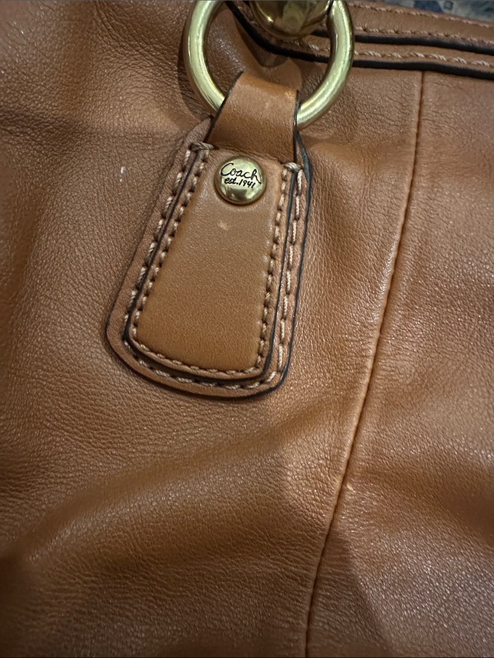 COACH Kristin Tan Leather Satchel with Gold-Tone Hardware - Picture 16 of 16